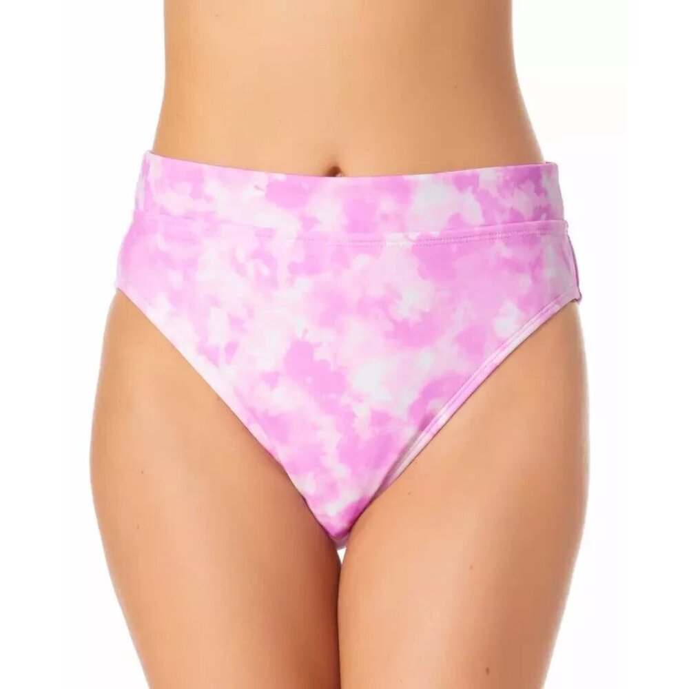 California Waves Juniors Pink Printed High-Waist Bikini Bottom Size Medium Beach